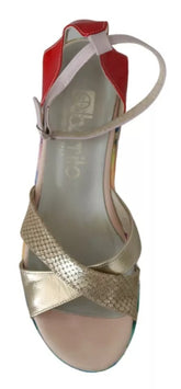 EBARRITO Multicolor Leather Ankle Strap Wedge Heel Sandals Shoes